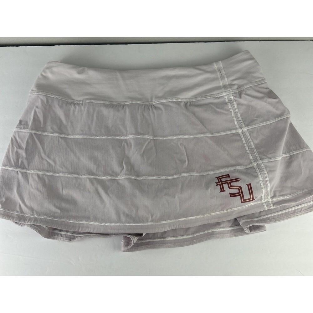 LULULEMON Pace Rival Skirt Women Light Pink Lavender FSU Logo Size 8